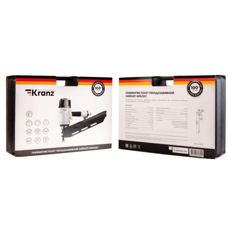 Пневмопистолет гвоздезабивной (нейлер) N90/D21, наклон 21 градус KRANZ