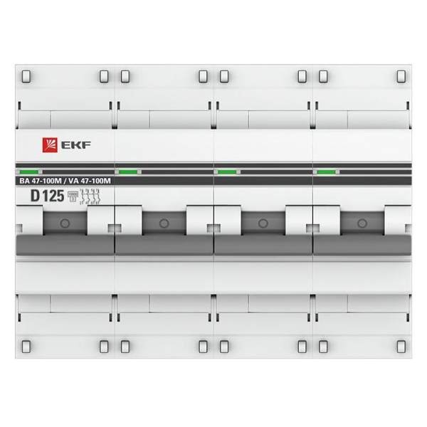 Выключатель автоматический модульный 4п D 125А 10кА ВА 47-100M электромагнит. расцеп. PROxima EKF mcb47100m-4-125D-pro