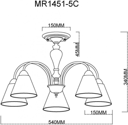 Люстра на штанге MyFar MR1451-5C