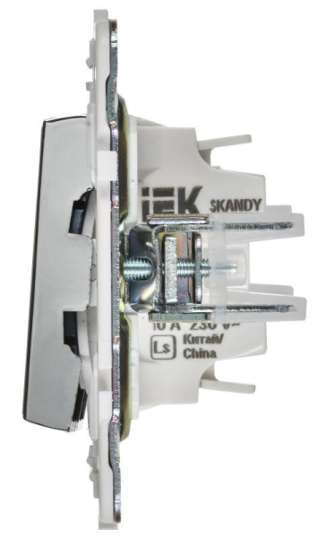 Выключатель проходной 2-кл. SKANDY 10А SK-V10N с индикацией никель IEK SK-V22-1-10-K50
