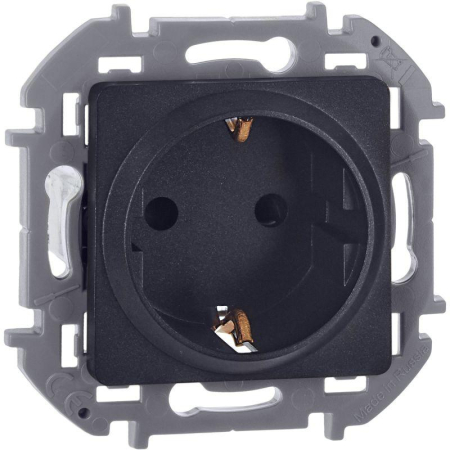 Розетка 1-м СП Inspiria 16А IP20 250В 2P+E защ. шторки немецк. стандарт механизм антрацит IEK 673733