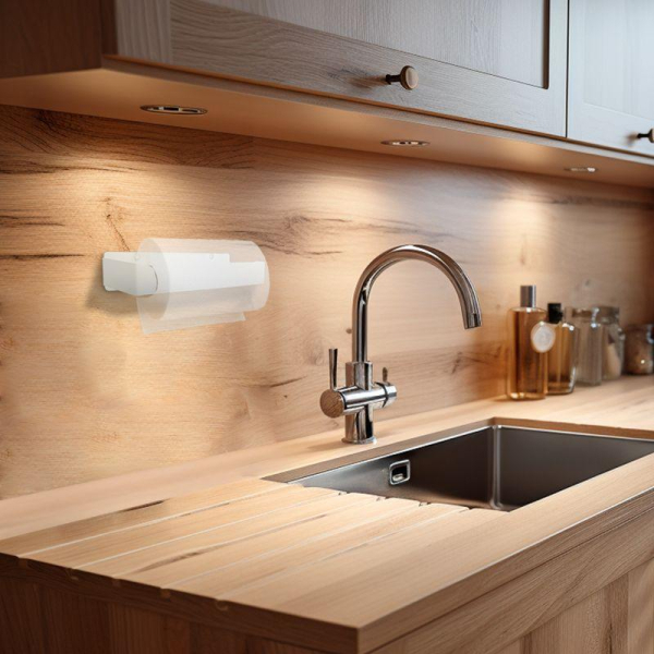 Держатель для бумажных полотенец, настенный, монтаж без сверления, белый REXANT