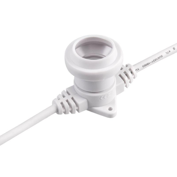 Гирлянда Белт-Лайт 2 жилы, 50м, шаг 40см, 125 патронов E27, IP65, белый круглый провод ПВХ NEON-NIGHT