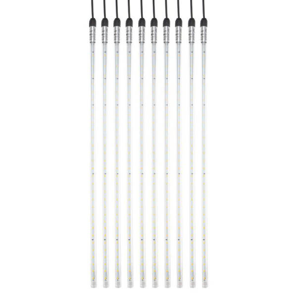 Гирлянда Тающие сосульки комплект 10 шт. х 50см, шаг 100см, 600 LED ТЕПЛЫЙ БЕЛЫЙ, черный каучук, IP67, 24В, соединяется NEON-NIGHT