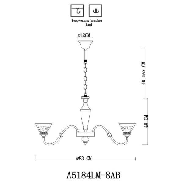 Подвесная люстра ARTE Lamp A5184LM-8AB