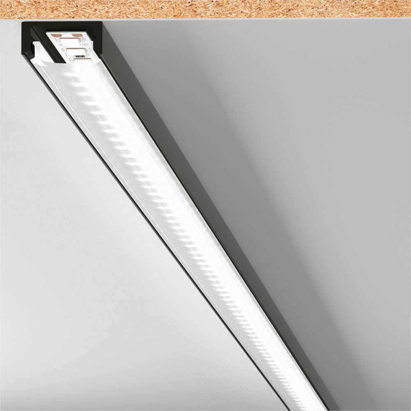 Комплект профиля Geniled для светодиодной ленты накладной 16x6x1000 М16 Черный с заглушками и плоским черным рассеивателем
