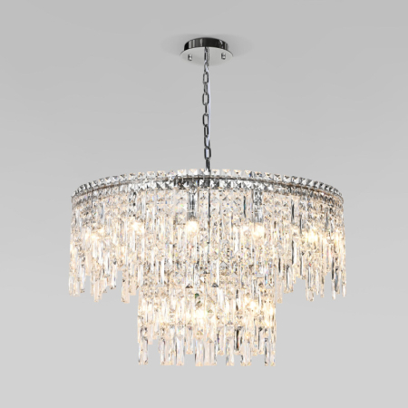 Подвесная люстра Eurosvet 60160 хром/ прозрачный хрусталь Strotskis