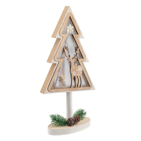 Деревянная фигурка с подсветкой Елка на подставке 14,5х5х30 см