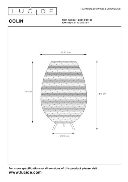 Настольная лампа LUCIDE 03543/50/30