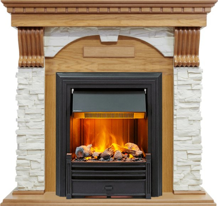 Dimplex Каминокомплект Dublin - Дуб / Сланец белый с очагом Brookline Black