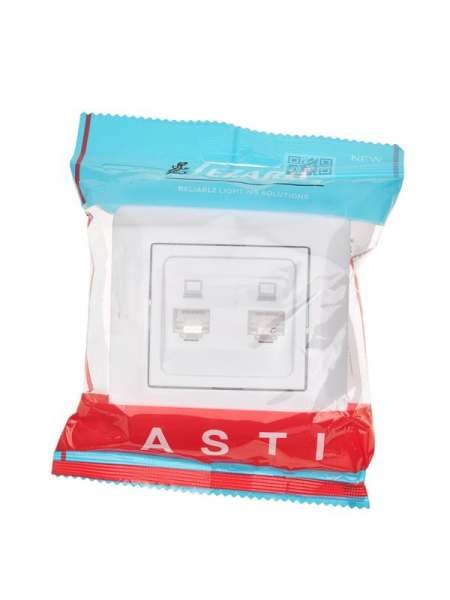Розетка компьютерная 2-м СП ASTI IP20 RJ45 в сборе бел. LEZARD 7081-0202-141