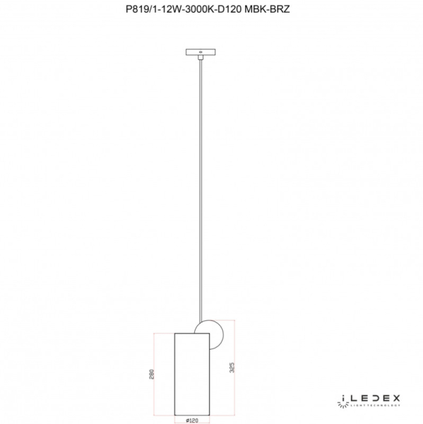 Подвесной светильник iLedex P819/1-12W-3000K-D120 MBK-BRZ