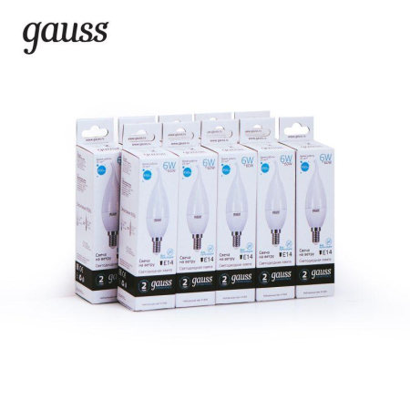 Лампа светодиодная Elementary 6Вт свеча на ветру 4100К нейтр. бел. E14 450лм GAUSS 34126