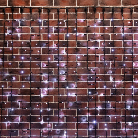 Гирлянда Светодиодный Дождь 2х6м, постоянное свечение, черный провод КАУЧУК, 230 В, диоды БЕЛЫЕ (шнур питания в комплекте)