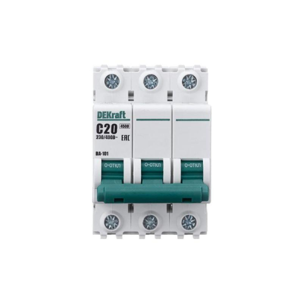 Выключатель автоматический модульный 3п C 20А 4.5кА ВА-101 DEKraft 11079DEK