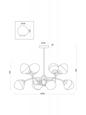 Люстра на штанге Freya FR8017PL-08MG