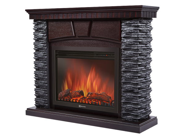 Портал Firelight Porto 25 камень черный, шпон венге