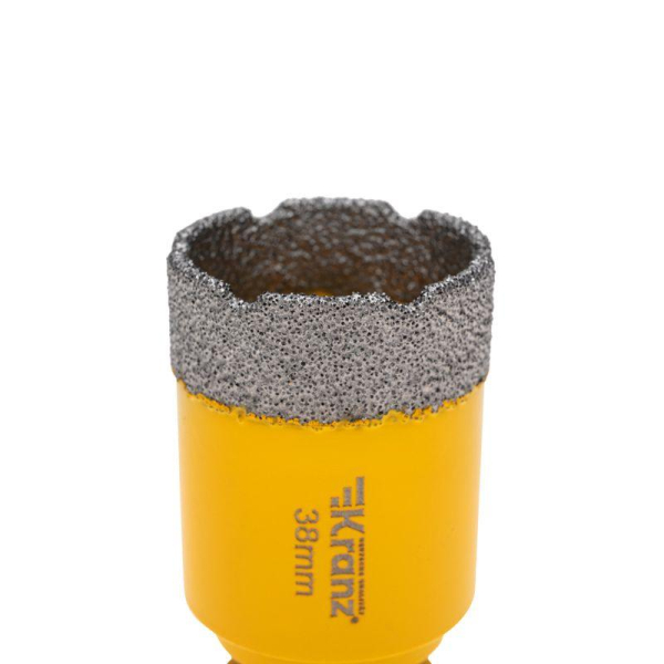 Коронка алмазная профессиональная по керамограниту и железобетону М14, вакуумное спекание, 38мм, для УШМ KRANZ