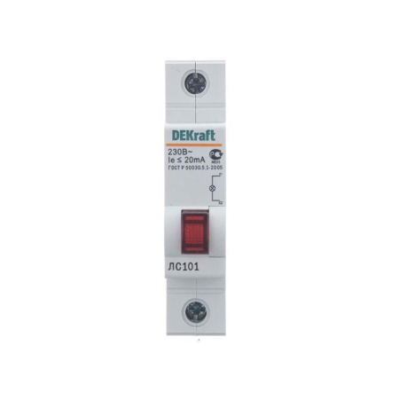 Лампа сигнальная ЛС-101 на DIN-рейку 1p красн. LED DEKraft 18002DEK