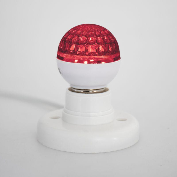 Лампа светодиодная, диаметр 50мм, E27, 9 LED, 1Вт, КРАСНЫЙ, прозрачная колба, 230В NEON-NIGHT