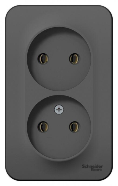 Розетка 2-м ОП Blanca 16А IP20 250В без заземл. без защ. шторок антрацит SE BLNRA000206