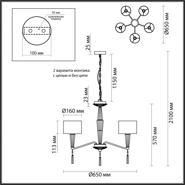 Люстра на штанге Odeon Light 5403/5