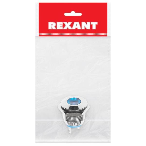 Индикатор металл. d16 12В подсветка син. LED Rexant 36-4811