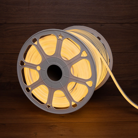 Гибкий неон 8х16мм односторонний 120 LED/м ТЕПЛЫЙ БЕЛЫЙ 230В бухта 100м (с комплектом подключения) NEON-NIGHT