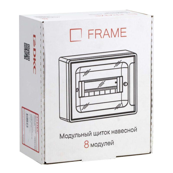 Щиток 8 мод. настенный FRAME с тонированной дверцей с 2 шинами PEN на 6 и 8 отв. бел. DKC F08W1WD