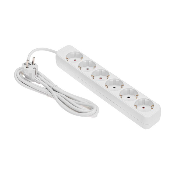 Удлинитель STANDARD 6 гнезд, 3м, 3х1,0мм², с/з, белый REXANT