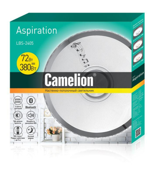 Светильник светодиодный LBS-2405 72Вт 3000-6000К 4800лм Bluetooth пульт бел. Camelion 13988