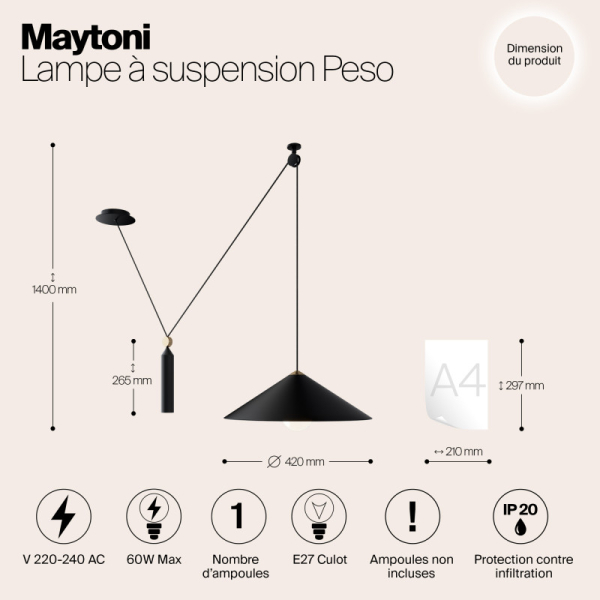 Подвесной светильник Maytoni Technical P080PL-01B