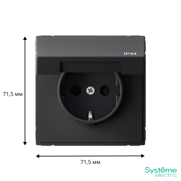 Розетка ArtGallery 16А IP44 с заземл. со шторками с крышкой быстрозажим. клем. механизм карбон SE GAL441046S