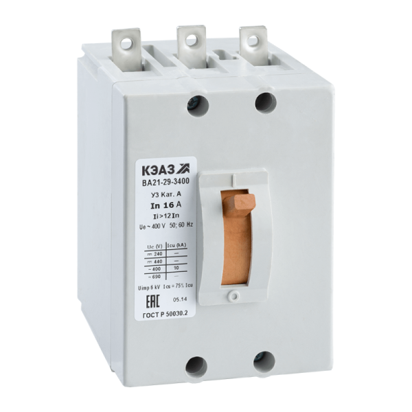 Выключатель автоматический 100А 12Iн ВА21-29-341810 У3 АЭС 400В AC НР=24В AC/DC КЭАЗ 278716