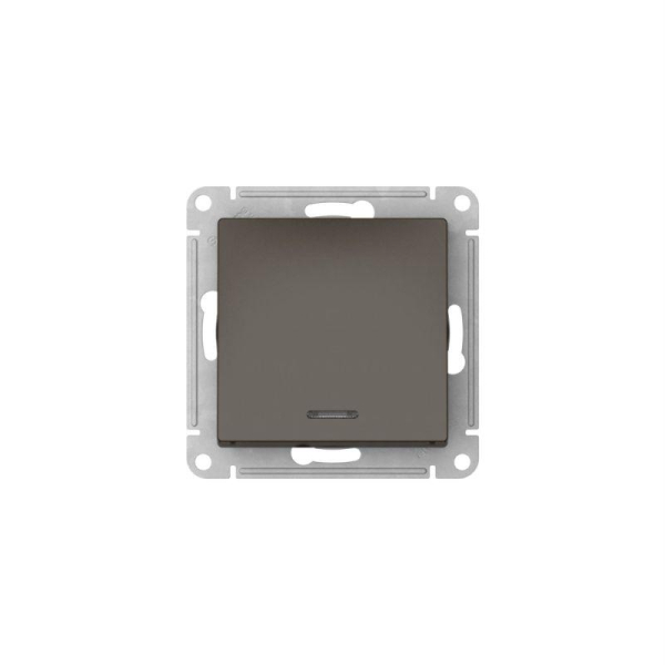 Переключатель 1-кл. AtlasDesign (сх. 6а) 10AX с подсветкой быстрозажим. клем. механизм мокко SE ATN000663S