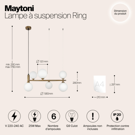 Подвесная люстра Maytoni MOD013PL-06BS1