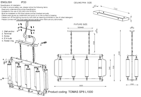 Crystal Lux Люстра Crystal Lux TOMAS SP8 L1000 BRASS