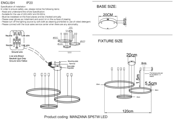 Подвесная люстра Crystal Lux MANZANA SP67W LED BLACK