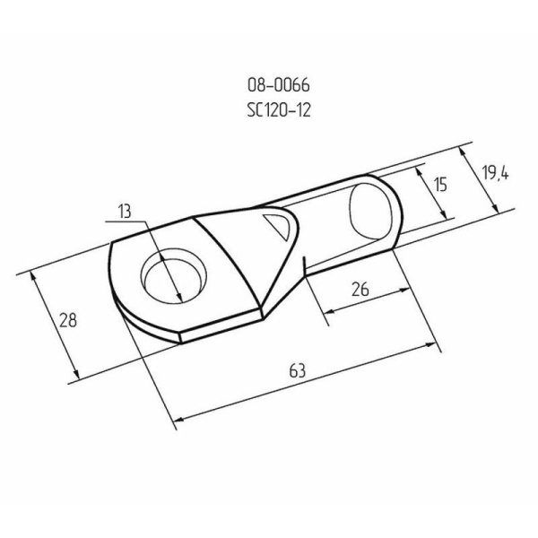 Наконечник кольцевой ТМЛ DIN 120-12 НК d13мм 120кв.мм (уп.50шт) Rexant 08-0066