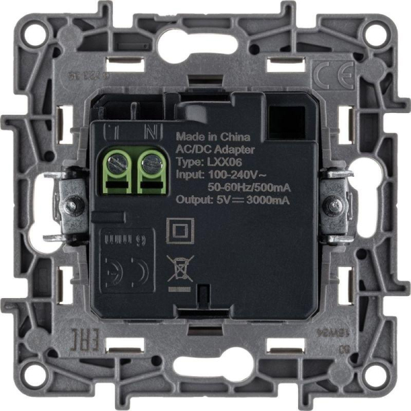 Устройство зарядное Etika с 2-мя USB разъемами C и C 240В/5В 3000мА сл. кость IEK 672335