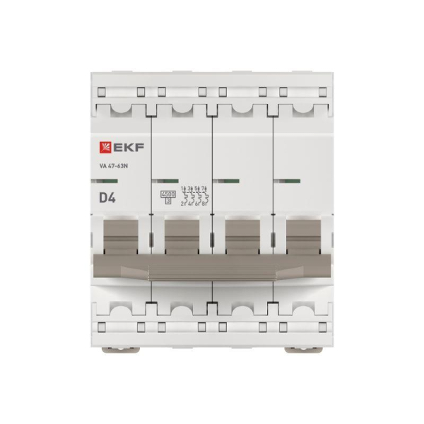 Выключатель автоматический 4п D 4А 4.5кА ВА 47-63N PROxima EKF M634404D