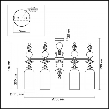 Люстра на штанге Odeon Light 4893/5C