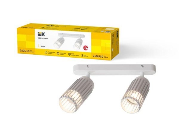 Светильник 4208 2хGU10 настенно-потолочный бел. IEK LT-USB0-4208-GU10-2-K01