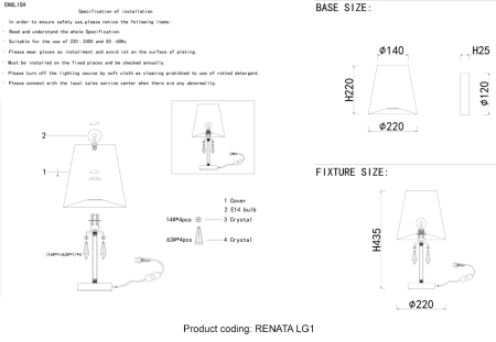 Crystal Lux Настольная лампа Crystal Lux RENATA LG1 SILVER