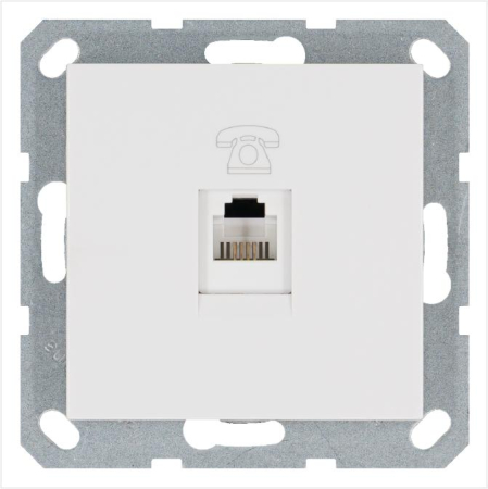 Розетка телефонная 1-м RJ11 механизм бел. глянцевый JasmartG6101W