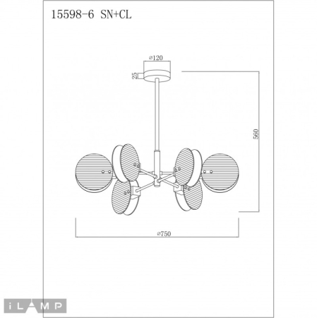 Люстра на штанге iLamp 15598-6 SN+CL