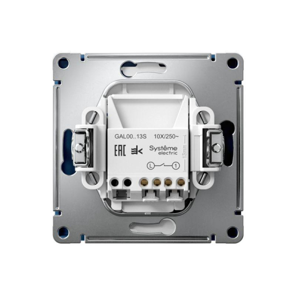 Выключатель 1-кл. ArtGallery 10AX с подсветкой быстрозажим. клем. механизм аквамарин SE GAL001113S