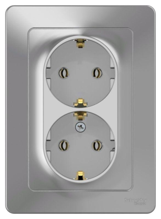 Розетка 2-м СП Blanca 16А IP20 250В с заземл. без защ. шторок алюм. SE BLNRS001023