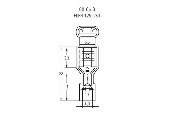 Клемма плоская полностью изолир. (КППИн гн - 6.6мм) нейлон 0.5-1.5кв.мм (FDFN 1.25-250) Red REXANT 08-0613