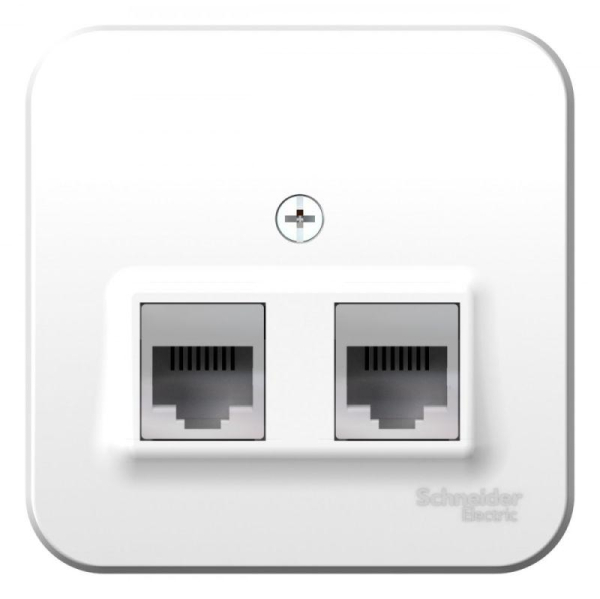 Розетка компьютерная + телефонная 2-м ОП Blanca RJ45 кат.5E + RJ11 с изолир. пластиной бел. SE BLNIA045111